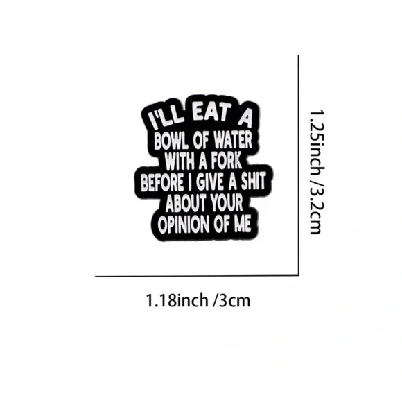 Black and White Graphic Sarcastic Pin Brooch NEW - Picture 2 of 4